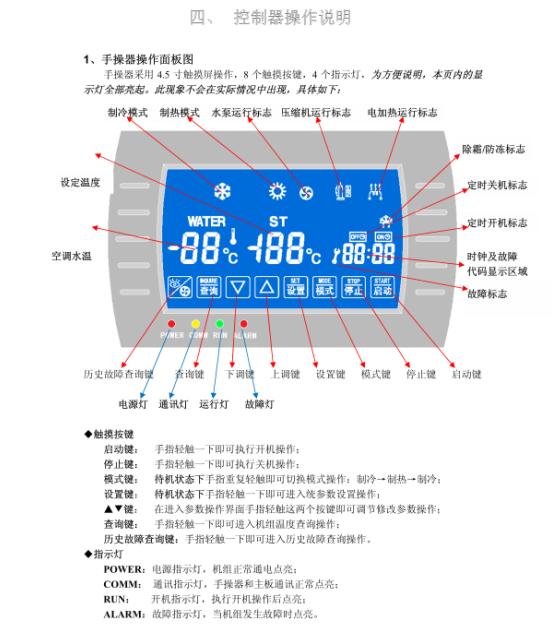 空氣能控製麵板圖解